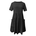 thumbnail image 5 of WILLBEST Robes Haute Basse pour Femmes Mode Vintage et Lin Poches Lâches Col Rond Manches Courtes Dress, 5 of 5
