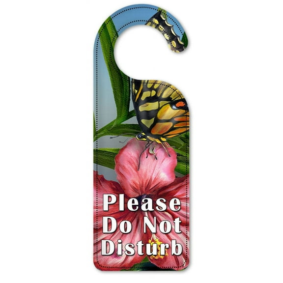 Do Not Disturb Door Knob Hanger Sign - Yellow Butterfly