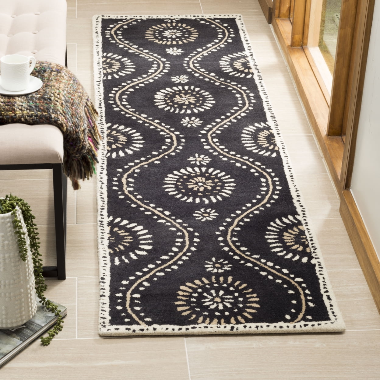 SAFAVIEH Martha Stewart Living Ogee Dot Spring Melt Wool Area Rug, Francesca, 5' x 8'
