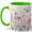 Green, variant on Watercolor Butterfly Flower Coffee Mug, Pastel Floral Garden Mug for Women, 11 oz Ceramic Cup