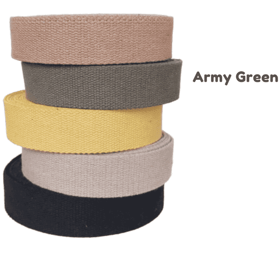 Dream Trimming Goods Heavy Cotton Webbing Strap – 1.5 Inch x 50 Yards, Army Green | For Bags, Belts, Sewing