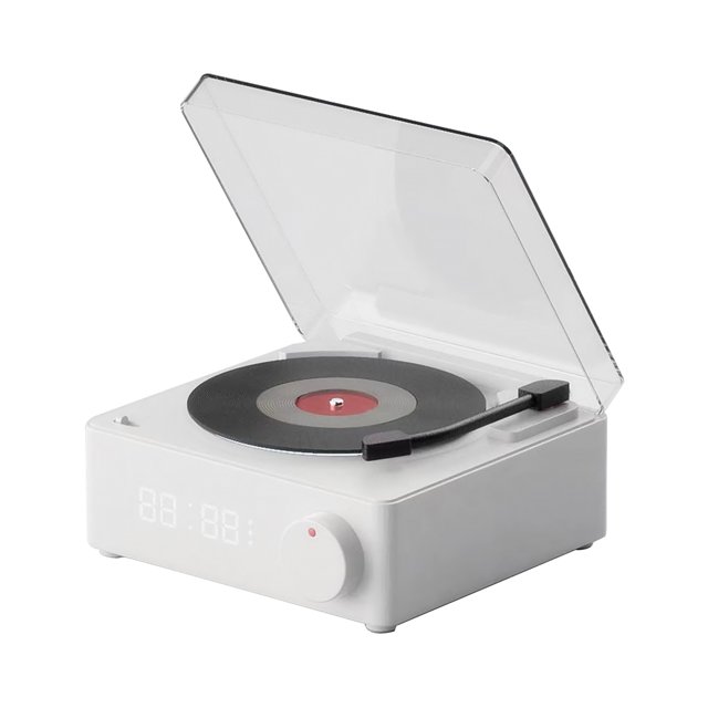 Mini Wireless Bluetooth Music Player Retro Vinyl Shape Bluetooth Speaker Alarm Clock Portable Speaker with Alarm Clock Suitable for Travel Outdoor Home Office