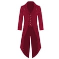 thumbnail image 3 of Havenx Tailcoat Jacket for Men Halloween Medieval Coats Renaissance Victorian Jacket Tailcoat Vintage Gothic Steampunk Cosplay Costume,Red M, 3 of 4
