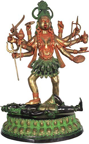Color Natural Brass Color Exotic India Goddess Kali Brass Sculpture