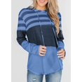thumbnail image 2 of Women Striped Sweatshirts Hoodies Block Long Sleeve Pullover Sweatshirts Drawstring Loose Tops Fall Winter, 2 of 6