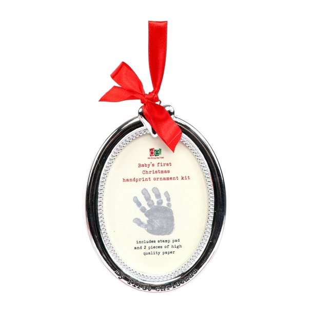 Baby Handprint First Christmas Holiday Ornament Frame DIY Stamp Kit Resin