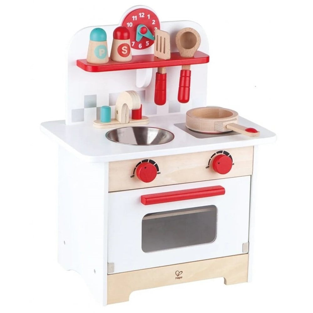 Kitchen Play Set Hape Kids Wood Gourmet Pretend Toy Red & White Retro