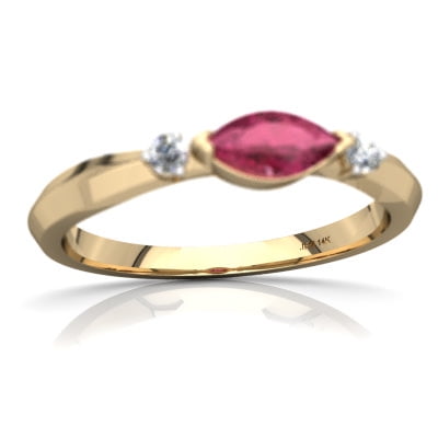 Pink Tourmaline Art Deco Ring in 14K Yellow Gold by