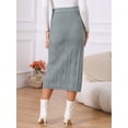thumbnail image 5 of DARING DIVA Women's Ribbed Knit Elastic High Waist Sweater Midi Skirt XL Grey, 5 of 7