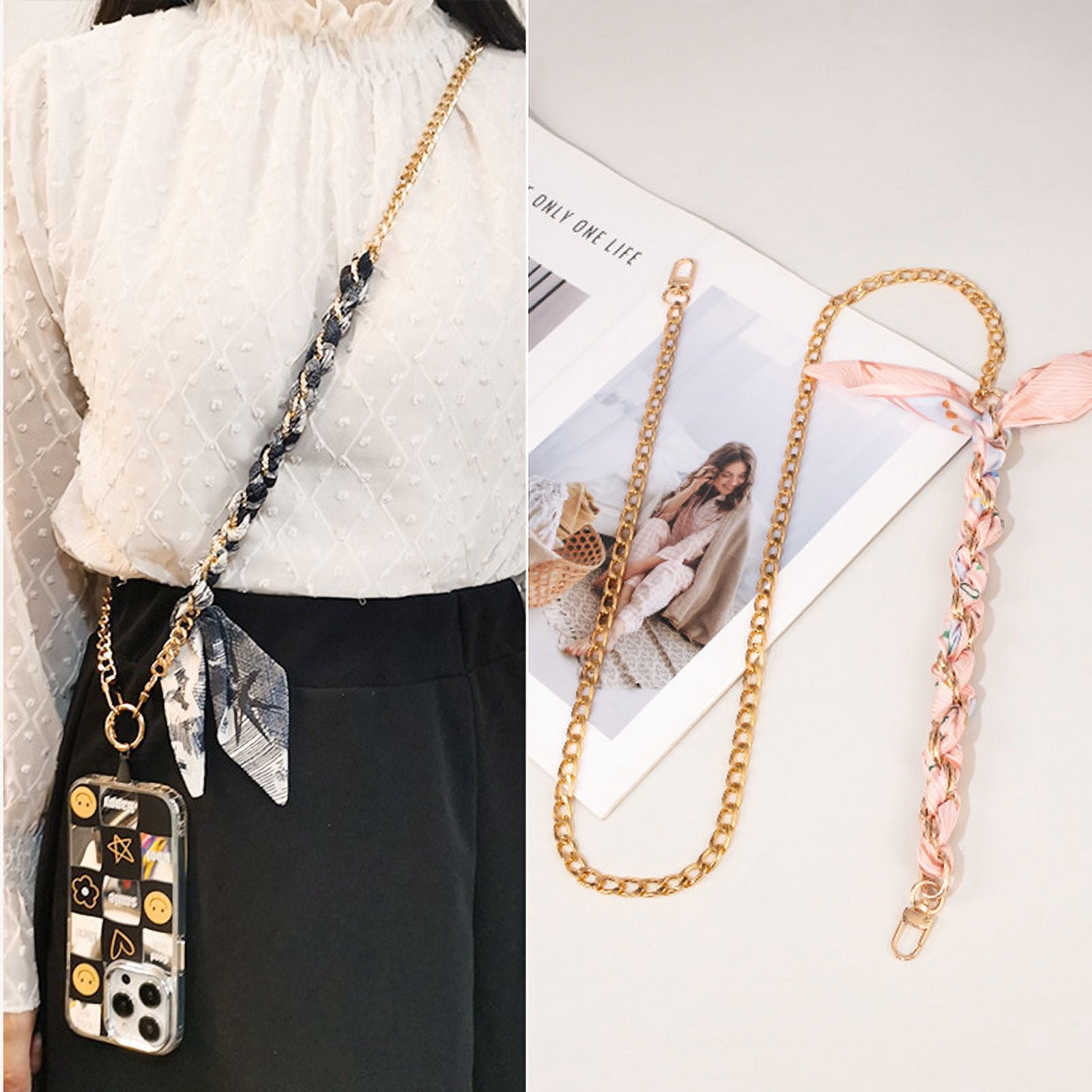 Adjustable Metal Phone Lanyard - Long Crossbody Woven Strap, Personalized Phone Chain