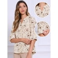 thumbnail image 2 of DARING DIVA V Neck 3/4 Roll Sleeve Button Down Dressy Tops Shirts XS Apricot, 2 of 6