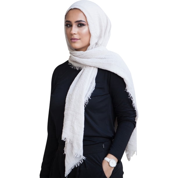 Verona Collection - Bufanda hiyab con flecos para mujer, beige, talla única