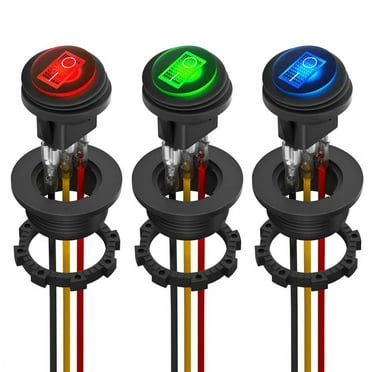 Round Rocker Switch 12V 20A UL Listed Waterproof Marine Round Toggle Switch LED Lighted on Switch Heavy Duty 3 Color