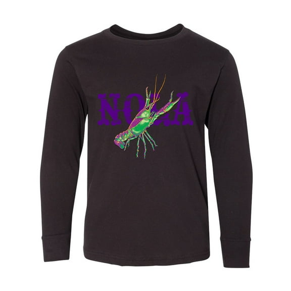 Inktastic NOLA Mardi Gras Crayfish in Purple Long Sleeve Youth T-Shirt