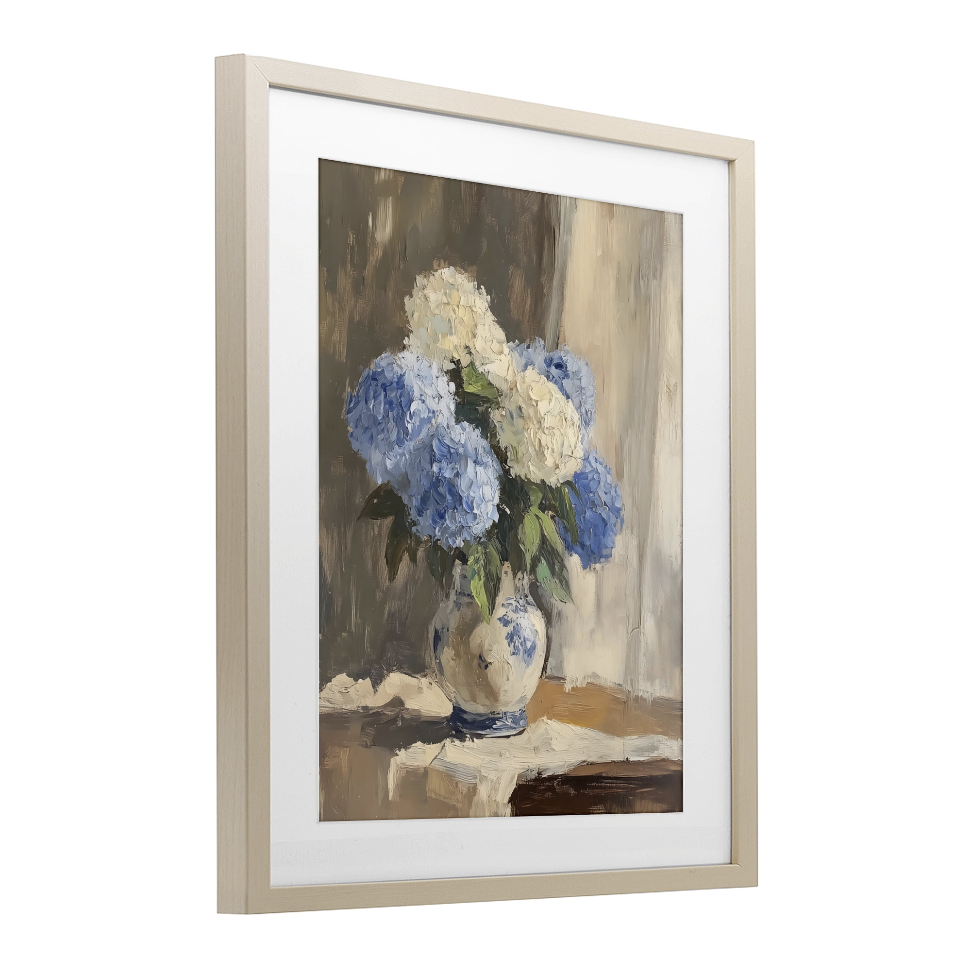 Stupell Industries Vintage Hydrangea in Ceramic Vase Birch Framed Print Under Glass, design by LSR Design Studio