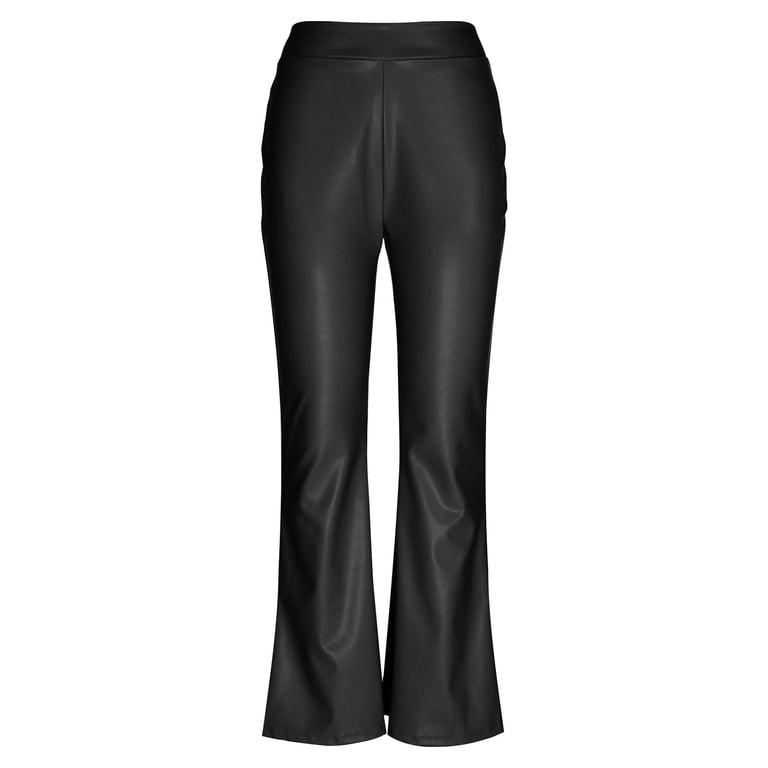 Simua Women's Faux Leather Pants PU High Waist Flare Long Pants