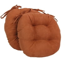 16-inch Solid Micro Suede Round Tufted Chair Cushions (Set of 2) - Spice