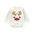 thumbnail image 2 of Bagilaanoe Newborn Baby Boy Girl Christmas Romper Sweater Long Sleeve Bodysuits Deer Print Pullover 3M 6M 9M 12M 18M Infant Warm Jumpers Tops Fall Loose Knitwear, 2 of 9