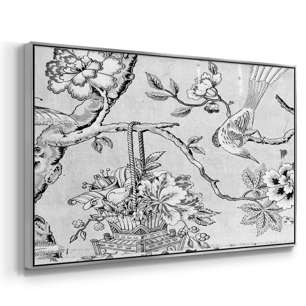 Vintage Abstract Print-XIX Framed in Silver Wood Gallery Wrapped Canvas 25 in. x 37 in.