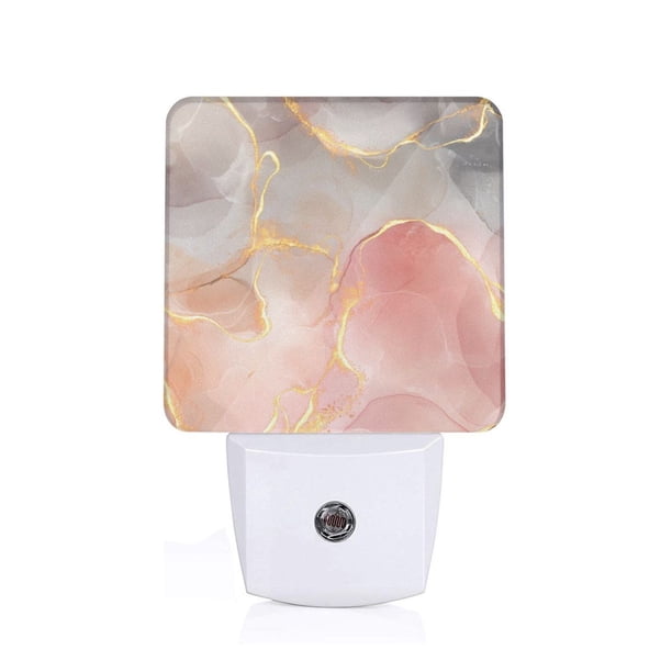 Balery Abstract Marble Texture Luz Nocturna LED con Sensor Automático, Enchufe con Sensor Crepuscular, Luz Suave de 0.5W para Dormitorio, Pasillo, Baño-EU