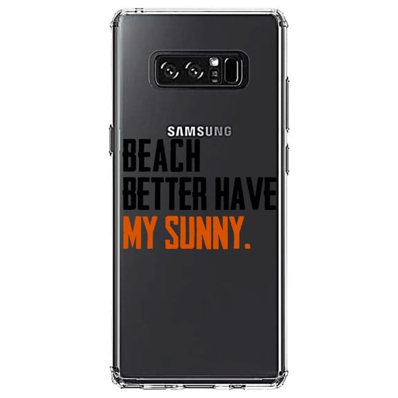 DistinctInk Clear Shockproof Hybrid Case for Samsung Galaxy Note 8 - TPU Bumper Acrylic Back Tempered Glass Screen Protector - Beach Better Have My Sunny