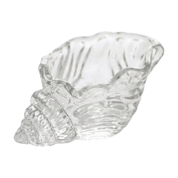 Glass Conch Shell Trinket Tray, Coastal Ocean Style Decorative Storage Dish for Tabletop Vanity Catchall, Seaside Home Decor Ornament Accessory for Bathroom Bedroom Living Room