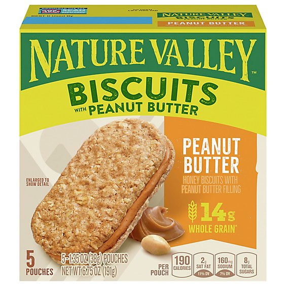2 Pack Nature Valley Biscuits Honey with Peanut Butter Filling - 5-1.35 Oz