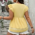 thumbnail image 5 of Ruffle Sleeveless Tops for Women Summer Plus Size Solid Color Bow Knot Tie Front Shirts Fashion Casual Blouses (XL, Yellow), 5 of 5