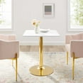 thumbnail image 4 of Modway Verne 28" Square Modern Wood & Metal Dining Table in White/Gold, 4 of 6