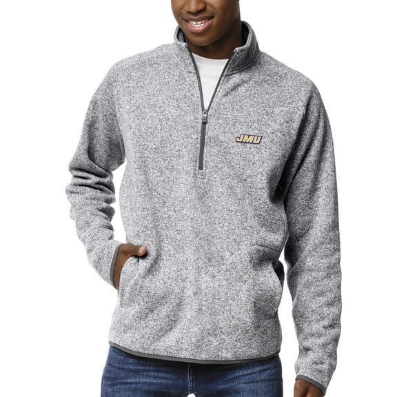 Men's League Collegiate Wear Heather Gray James Madison Dukes Saranac Raglan Quarter-Zip Jacket