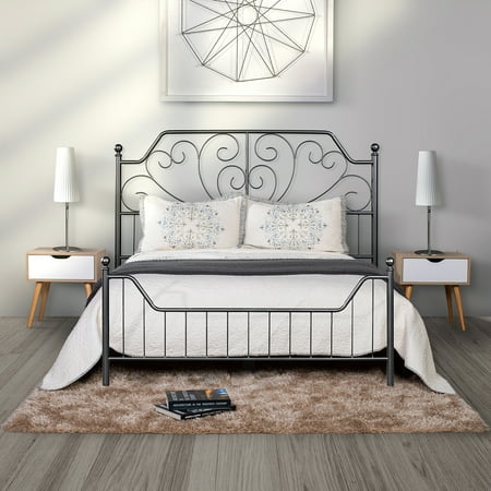 Furniturer Metal Standard Bed Frame, What Size Is A Standard Bed Frame