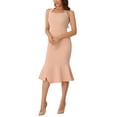 thumbnail image 4 of INSPIRE CHIC Women's Cocktail Sleeveless Sweetheart Neck Bodycon Fishtail Ruffles Midi Dresses XS Pink, 4 of 6