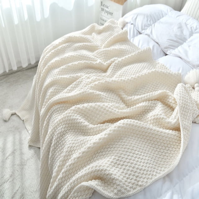 Manta para sofá, manta para la siesta en la oficina, manta de lana tejida, manta informal para aire acondicionado