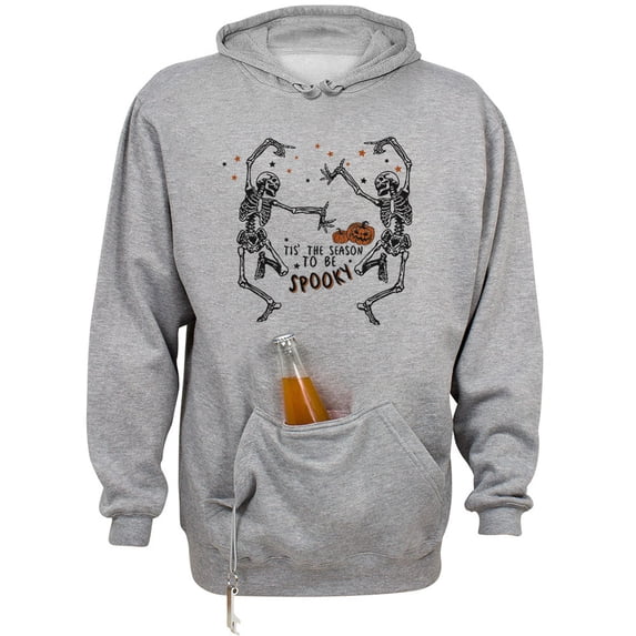 Spooky Tis the Season Beer Holder Tailgate Hoodie Sweatshirt Unisex Large Oxford