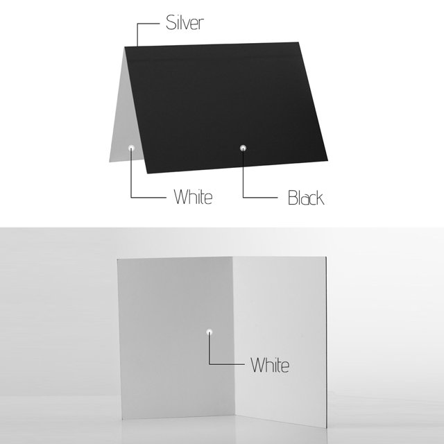 Tamaño A4 Fotografía de doble cara engrosada Cartón Cartón Negro Blanco Plata Reflector plegable Tab Irfora Reflector