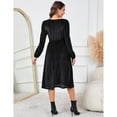 thumbnail image 4 of Maternity Velvet Dresses V Neck Long Sleeve High Waisted Solid Midi Dress, 4 of 5