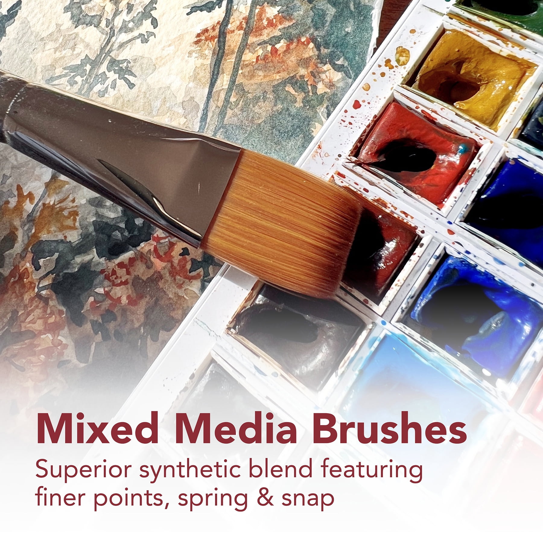 Princeton Velvetouch Minitightspt Brush, Synthetic Bristles, Short Handle Mixed Media Paintbrush, Scarlet, Size 3/0, Pack of 3