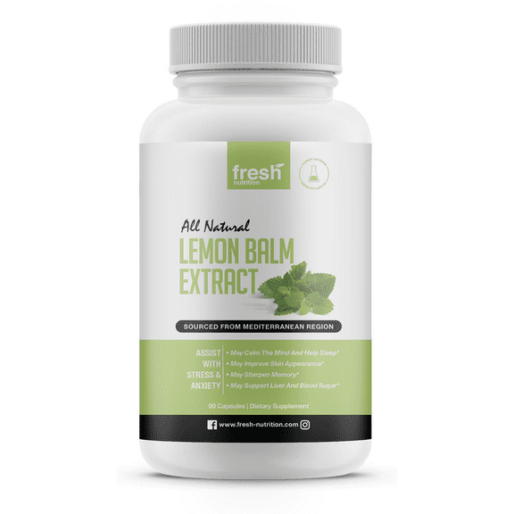 Fresh Nutrition Lemon Balm Extract Supplement - Strongest DNA Verified - 90 Caps
