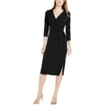 thumbnail image 1 of INC Womens Solid Wrap Vestido, Negro, XX-Large, 1 of 1