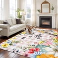 thumbnail image 2 of Area Rug for Living Room, Easter Plaid Non-Slip Indoor Large Carpet for Bedroom/Dining Room, Spring Watercolor Bunny Flower Pink Checkered Washable Low-Profile Rectangle Floor Runner Rugs - 5 x 7 Ft, 2 of 8