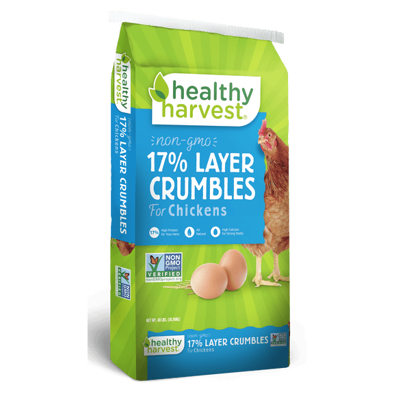 Healthy Harvest Non-GMO Chicken Feed Crumbles for Egg Laying Hens, 40 lb Bag