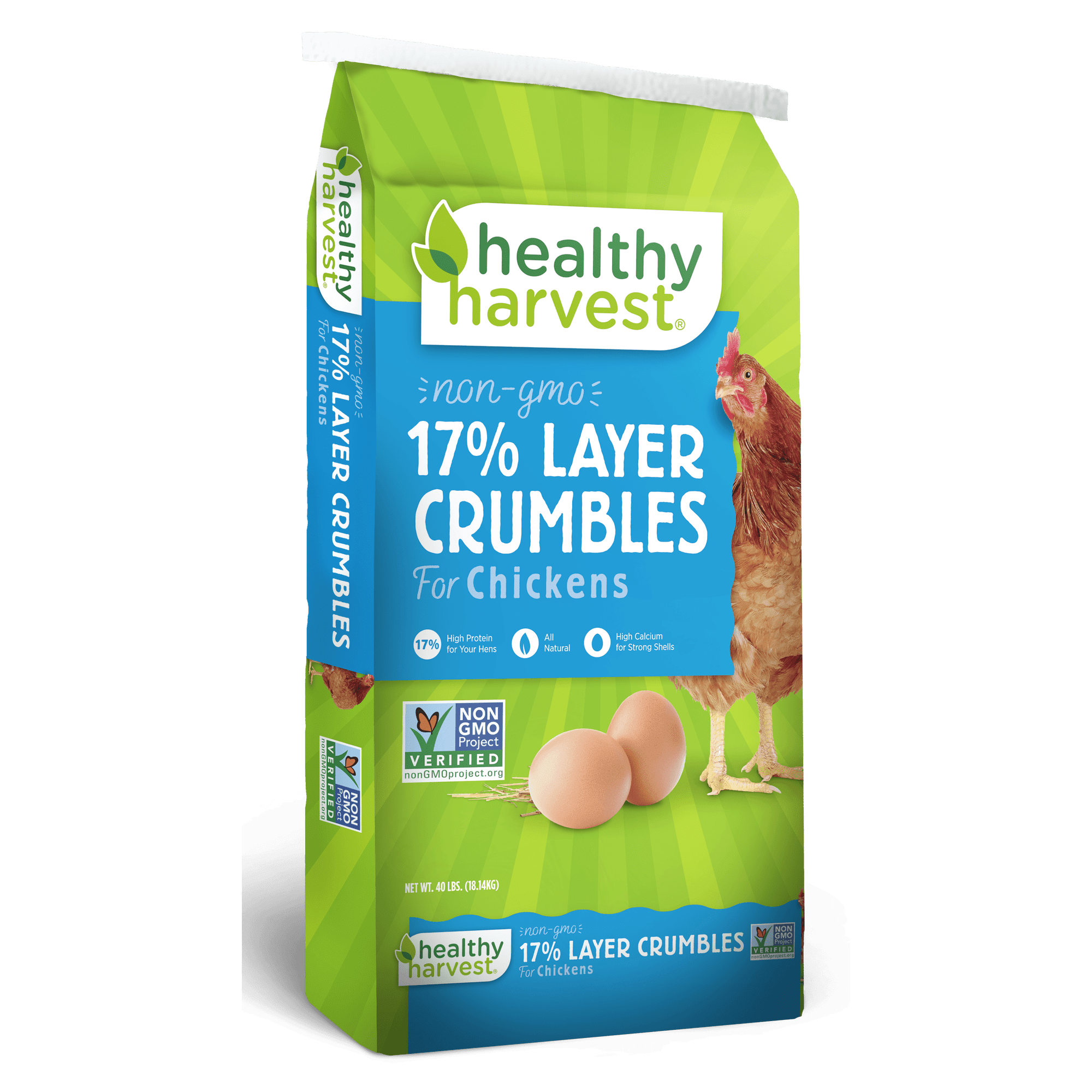 Healthy Harvest Non-GMO Chicken Feed Crumbles for Egg Laying Hens, 40 lb Bag