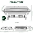 thumbnail image 4 of PRIJESSE 8 Pack Chafing Dish Rectangular Full pan×4+Half pan×2+1/3 pan×2 Chafers Stainless Steel Catering Buffet Warmer Set for Parties,Events,Wedding,Dinner, 4 of 9