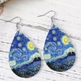 thumbnail image 3 of GKNET 1Pair Bohemian Fashion PU Leather Drop Earrings Creative Star Print Earri_yi, 3 of 6