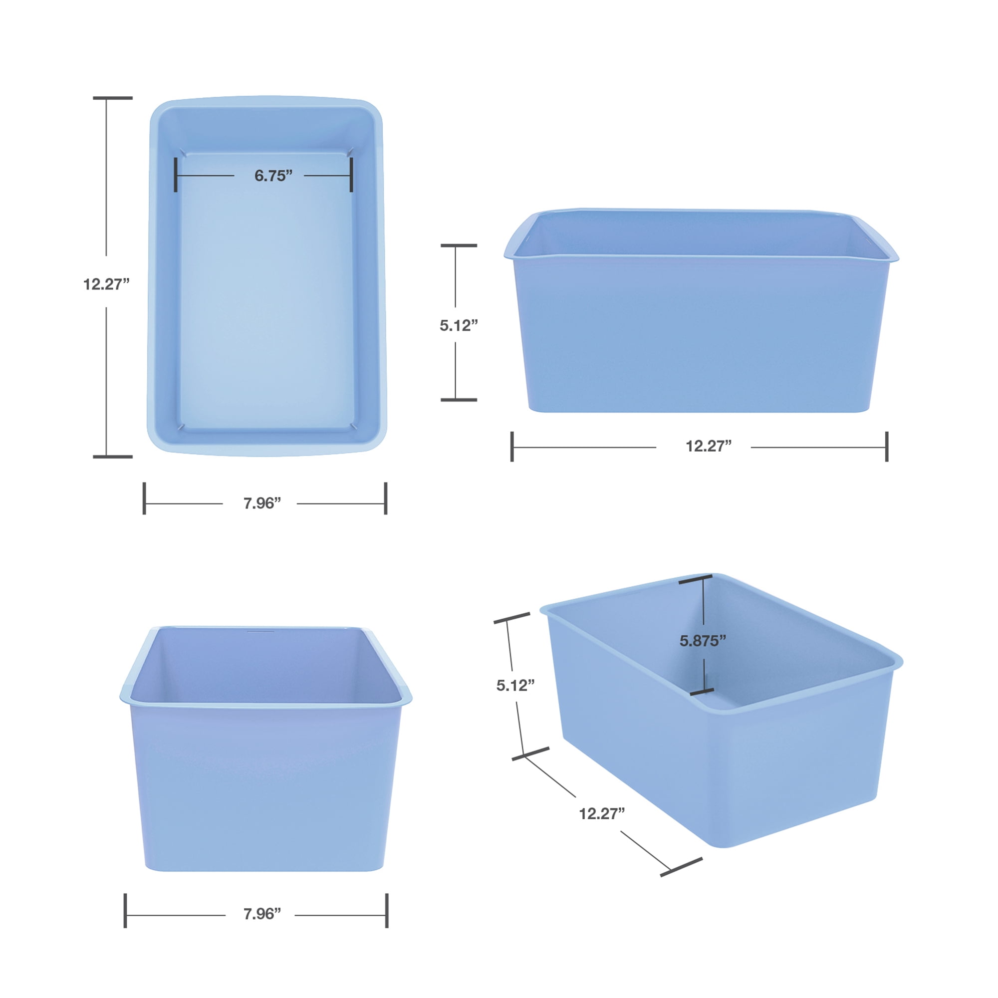 Pen+Gear Victory Blue Plastic Cubby Bin, 12.27 x 7.96 x 5.12 in