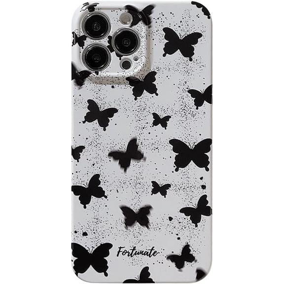 Black Butterfly Splashing Ink Dots Soft for iPhone Case (Black,iPhone 11 Pro)