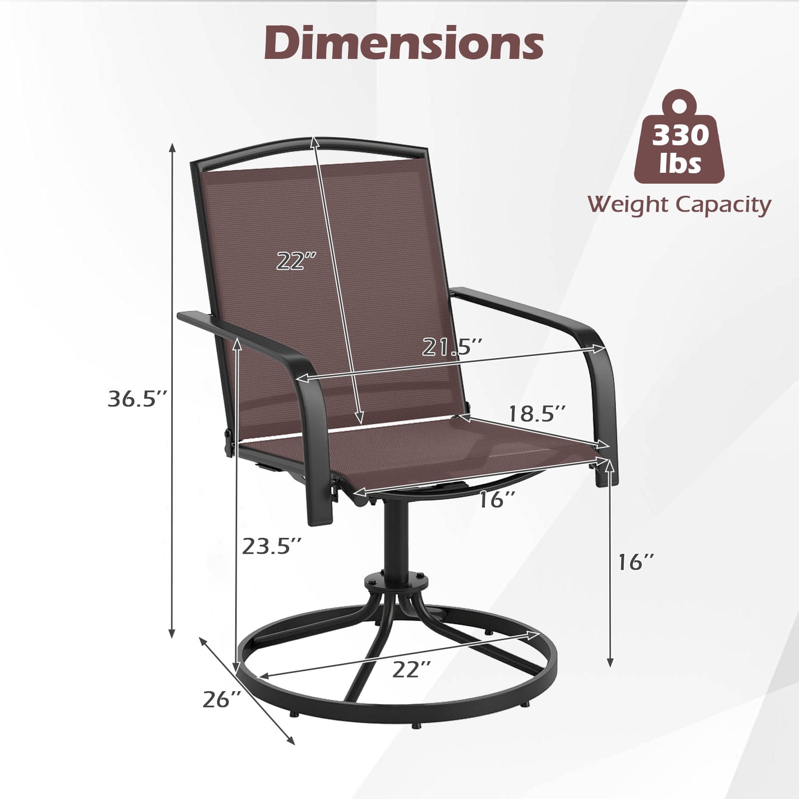 Gymax Patio Swivel Chairs Set of 4 w/ High Back & Round Metal Base for Backyard