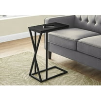 Accent Table - C-shaped, Ideal for End & Side, Snack in Living & Bedroom, Black Laminate & Metal, Contemporary