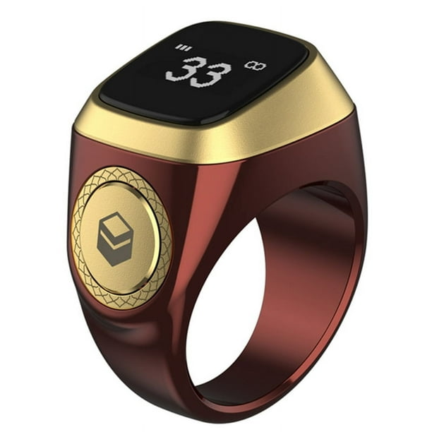 5 Tiempo Oración Anillo Contador Tally Compatible Con para Musulmanes (Café 18mm)