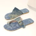 thumbnail image 5 of Samdudou Slide Sandals Open Toe Denim Fabric Toe Ring Flat Thong Summer Casual Beach Pool Ladies Vacation Style Footwear Outdoor Daily Wear Lightweight Soft Trendy Design, 5 of 9